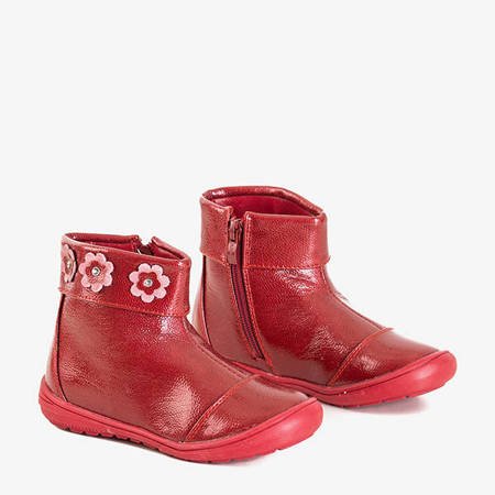Детские лакированные красные сапоги с цветами Refan - Обувь