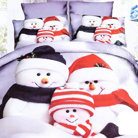 Новогоднее постельное белье со снеговиками 160х200 - Постельное белье