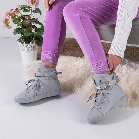 Серые женские сникерсы на шнуровке Pilar - Обувь