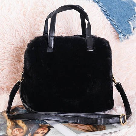 Женская черная меховая сумочка - Сумочки