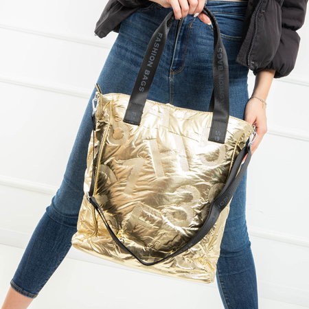 Золотая женская стеганая сумка