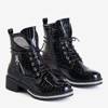 Черные лакированные ботинки под кожу змеи Exione - Обувь