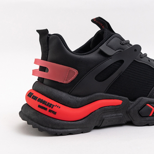 Черные мужские кроссовки с красными вставками Xelo