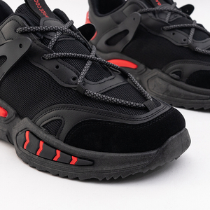 Черные мужские кроссовки с красными вставками Xelo