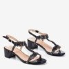 Черные сандалии на низкой стойке с фианитами Doremies - Обувь