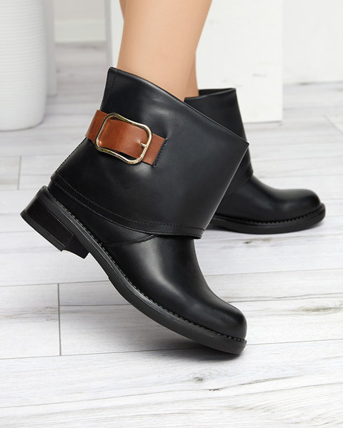 Черные женские ботинки с пряжкой Tera