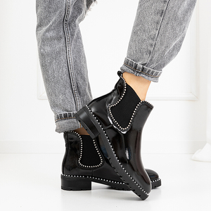 Черные женские лакированные ботинки с отделкой Pefisi