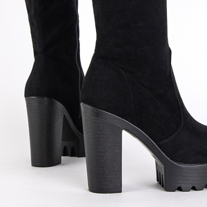 Черные женские сапоги на каблуке Morgana