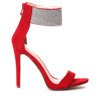 Czerwone sandały na szpilce ze zdobionym paseczkiem Raquel- Obuwie