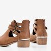 Коричневые женские сапоги на низком каблуке с вырезами Kysse - Обувь