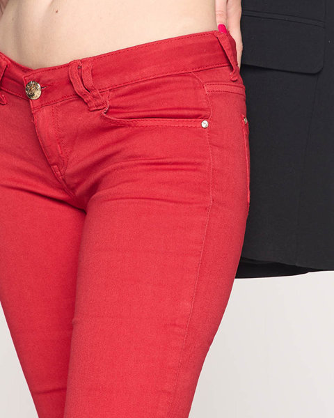 Красные женские брюки с низкой талией