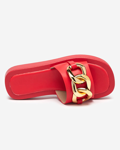 Красные женские тапочки с золотой цепочкой Reteris - Обувь