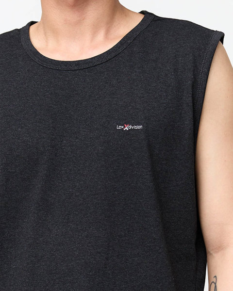 Мужская футболка графитового цвета без рукавов - Одежда