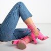 Неоново-розовые босоножки на высоком каблуке с голенищем Lanaline - Обувь