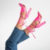 Неоново-розовые босоножки на высоком каблуке с голенищем Lanaline - Обувь