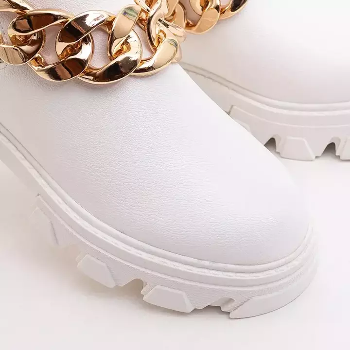 OUTLET Белые женские сапоги с цепочкой Tenkay - Обувь