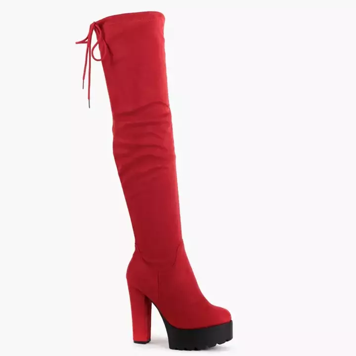 OUTLET Ботфорты на высоком каблуке красного цвета Numi - Обувь