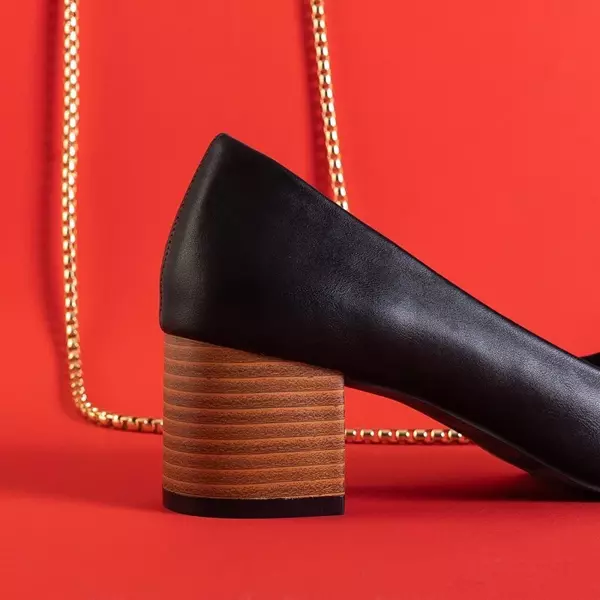 OUTLET Черные женские туфли-лодочки Levana на невысокой стойке - Обувь