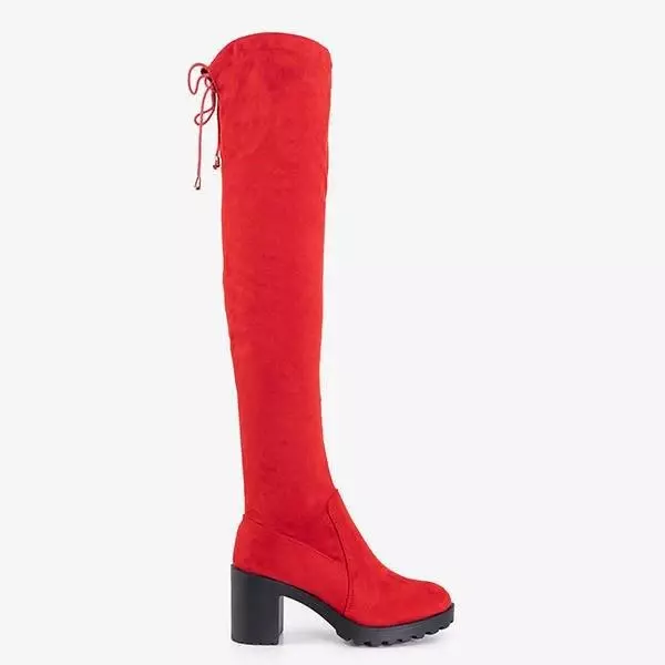 OUTLET Красные женские ботфорты на стойке Tomira - Обувь
