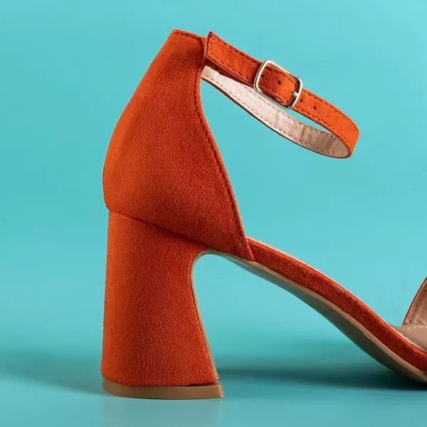 OUTLET Оранжевые женские босоножки на высоком каблуке Maniza - Обувь