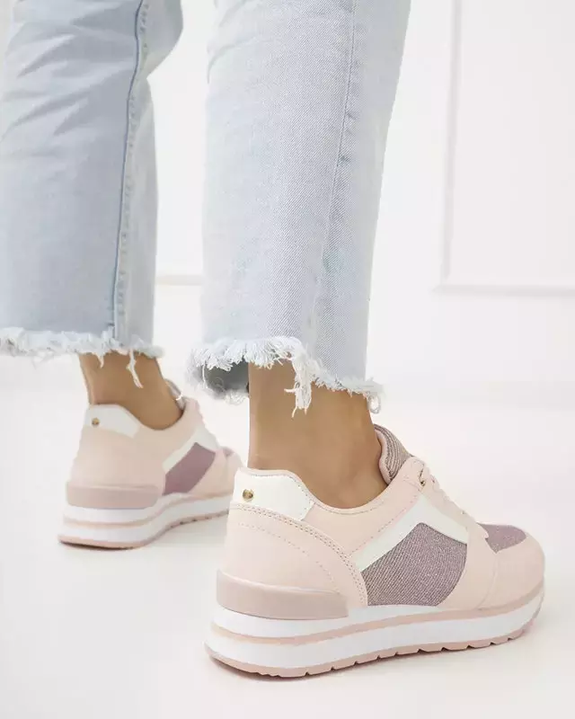OUTLET Розовые женские спортивные кроссовки с блестками Berilan - Обувь