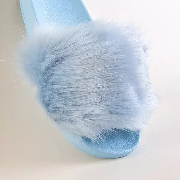OUTLET Синие женские тапочки с мехом Danita - Обувь