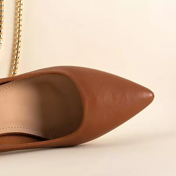 OUTLET Светло-коричневые женские туфли-лодочки Levana на невысоком столбике - Туфли