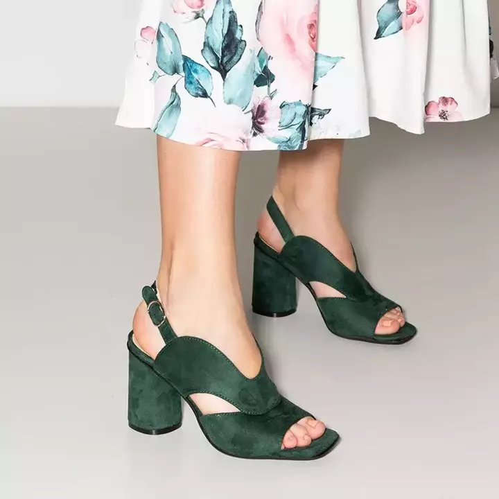 OUTLET Зеленые женские босоножки на стойке Бисерка - Обувь