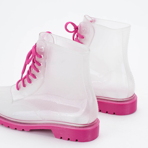 Прозрачные резиновые ботинки на розовой подошве Partys