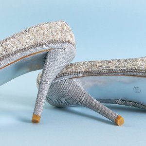 Серебряные женские туфли с отделкой Verdad