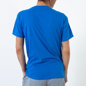 Синяя мужская футболка с надписью