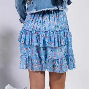 Светло-голубая юбка с цветочным принтом