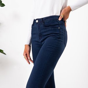 Темно-синие женские джинсовые брюки