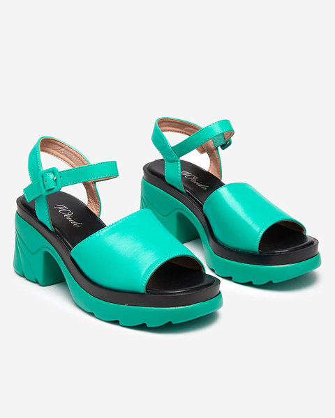 Зеленые женские босоножки на шпильке Cirota - Обувь