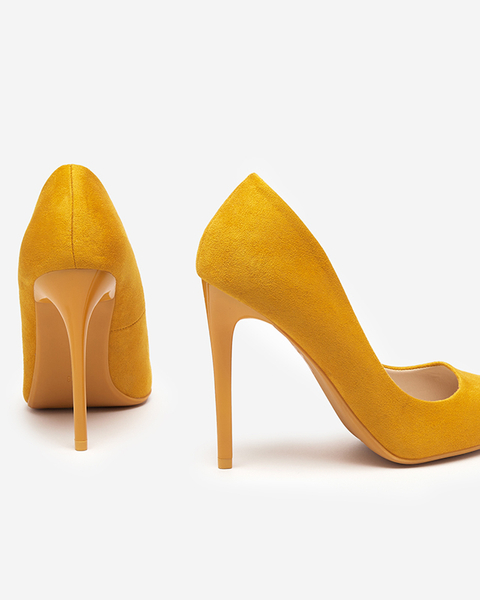 Желтые женские туфли на каблуке Veneci