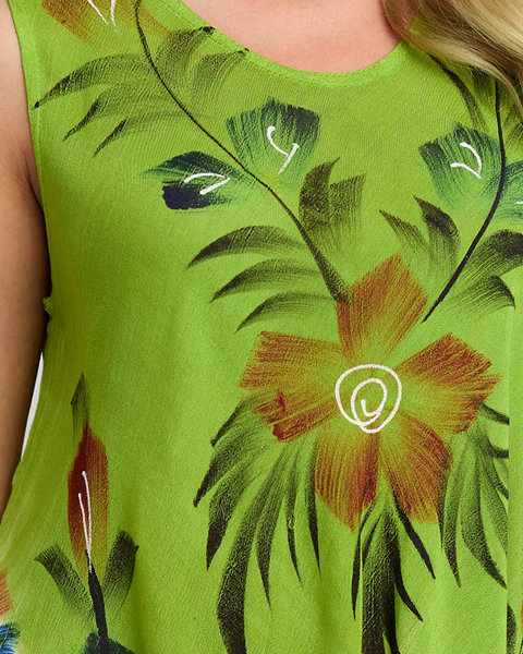Женская зеленая накидка с узором и цветочным платьем - Одежда