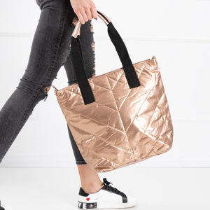 Золотая женская стеганая сумка