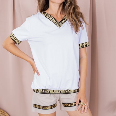 Біла жіноча футболка з грецьким орнаментом (Туреччина)