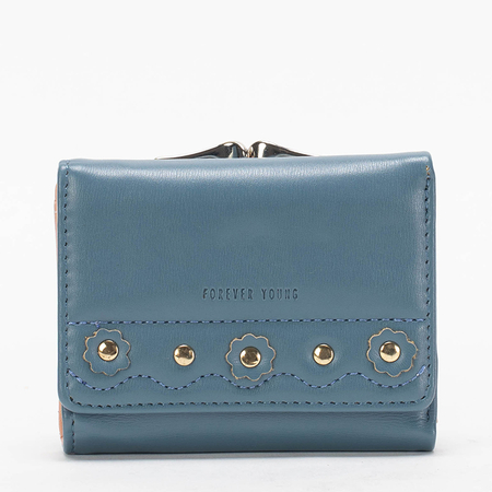 Блакитний жіночий гаманець з оздобленням