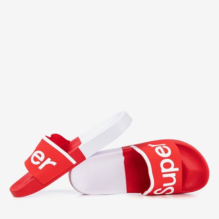 Червоні чоловічі тапочки з написом Super - Взуття 1