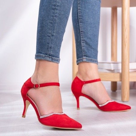 Червоні насоси з цирконами на підборах Medelson - Взуття 1