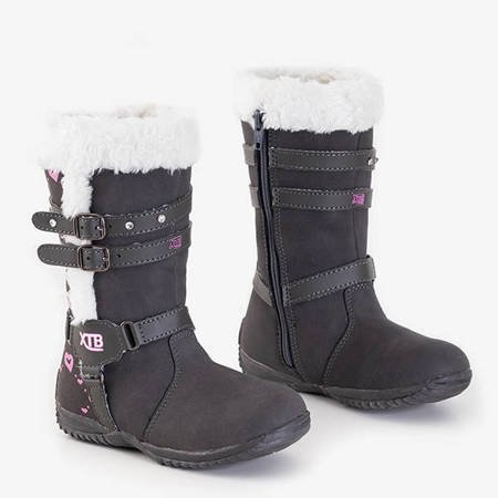 Дитячі темно-сірі дитячі чоботи для снігу з прикрасами Boska - Взуття