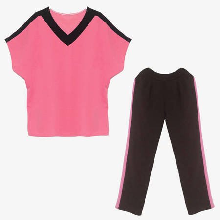 Комплект спортивного костюма рожевий і чорний - Одяг
