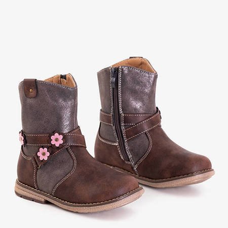 Коричневі дитячі черевики з квітами Flopesq - Взуття