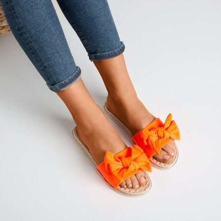 Неонові помаранчеві тапочки з бантом Masmalla - Взуття