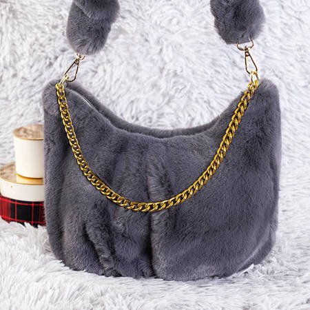 Жіноча сіра хутряна сумочка - Сумочки
