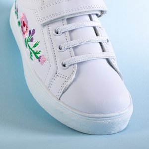 Білі дитячі кросівки з вишивкою Nicefora