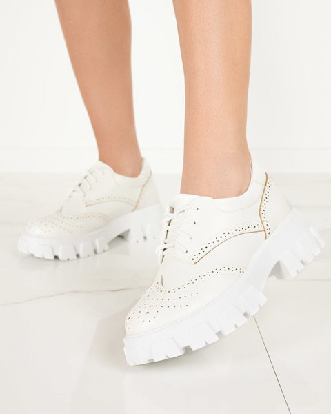 Білі жіночі черевики на шнурівці Uner
