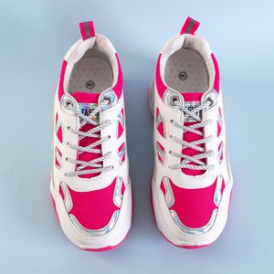 Білі жіночі кросівки зі вставками в кольорі фуксія Rebina
