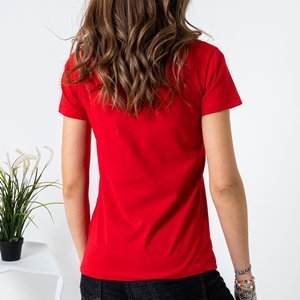 Червона жіноча футболка з написом